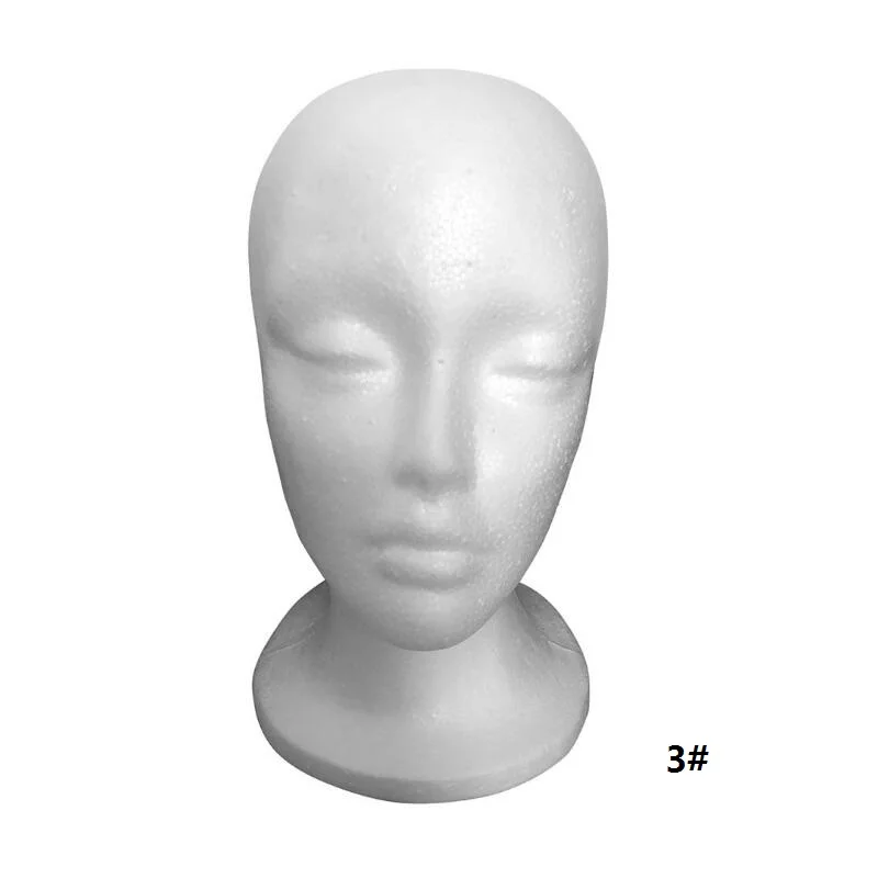 White Foam Wig Display Prop, Styrofoam Mannequin Head for Wig, Hat, and Cap Holder