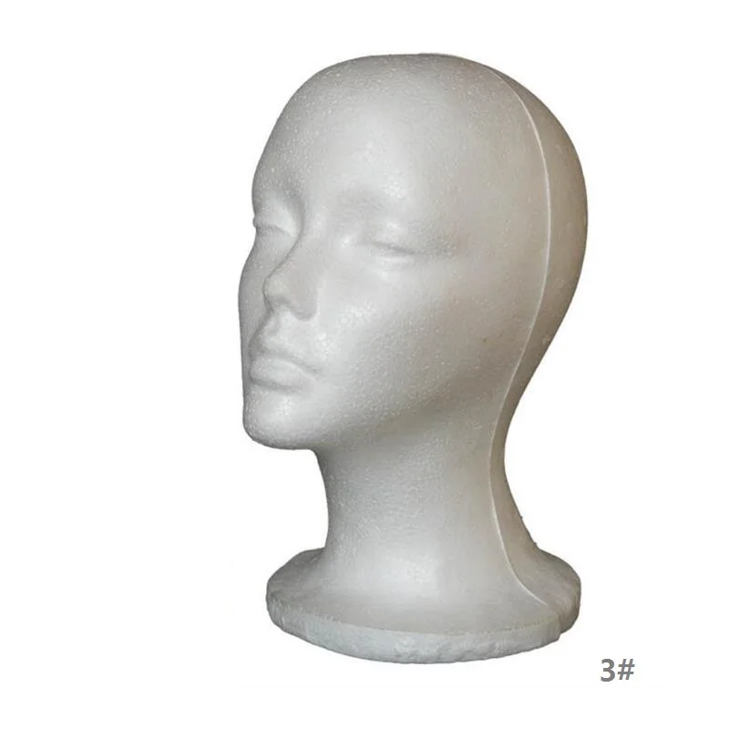 White Foam Wig Display Prop, Styrofoam Mannequin Head for Wig, Hat, and Cap Holder