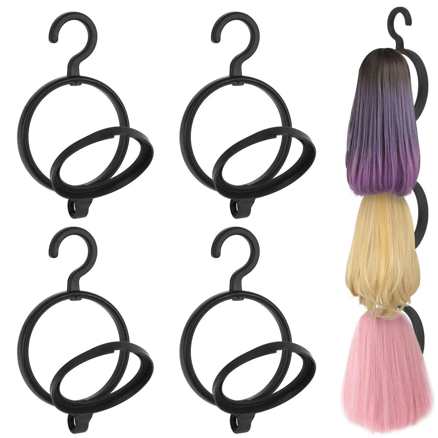 Portable Wig Display Stand Set, Plastic Hanging and Drying Stand for Multiple Wigs