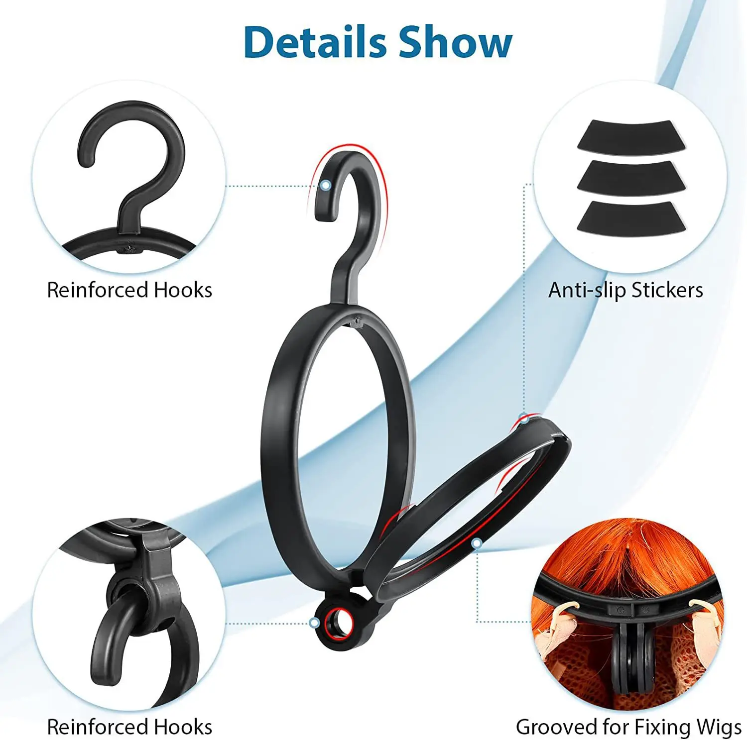 Portable Wig Display Stand Set, Plastic Hanging and Drying Stand for Multiple Wigs