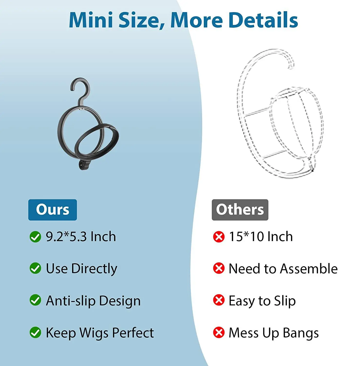 Portable Wig Display Stand Set, Plastic Hanging and Drying Stand for Multiple Wigs