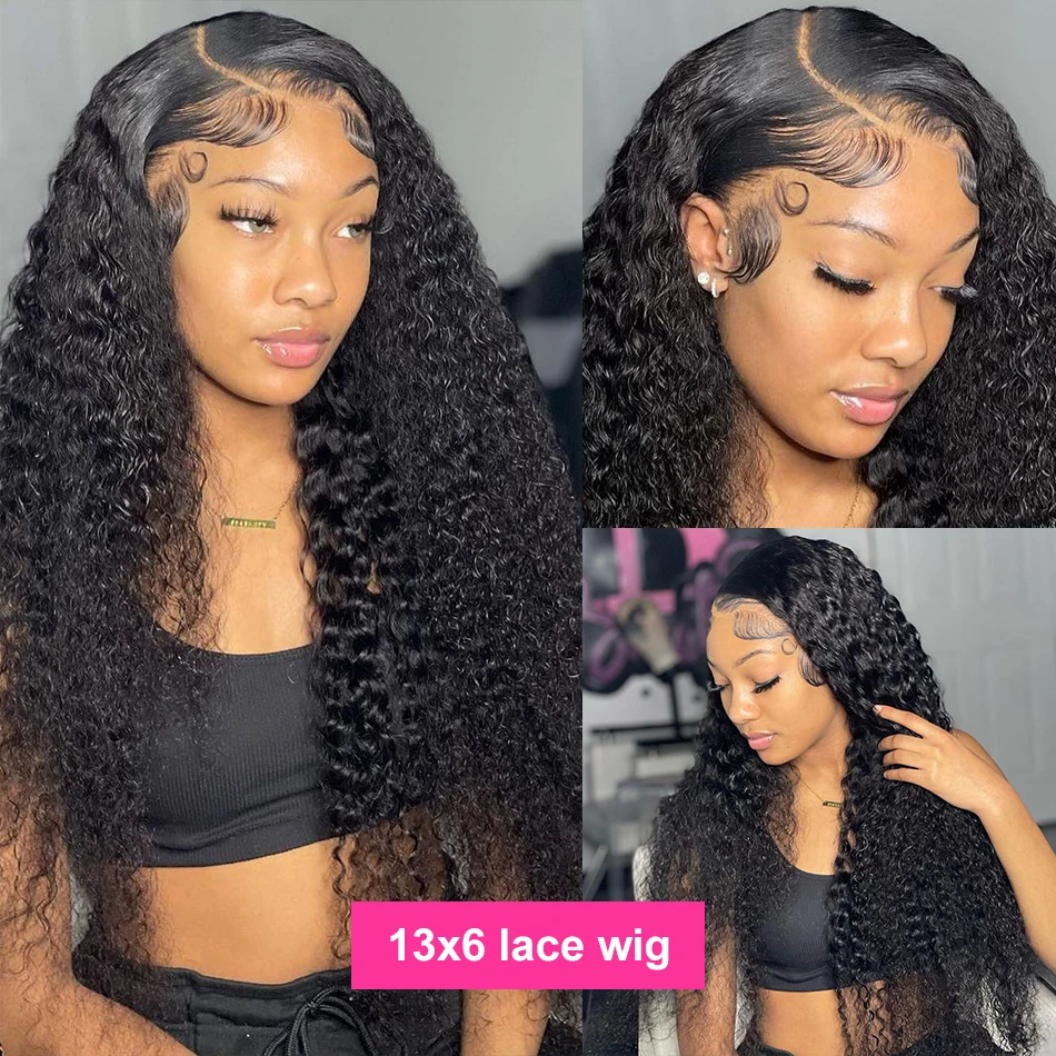 HD Water Wave Lace Front Wig, 13x6 Loose Deep Wave Human Hair with Curly 5x5 Closure for Women