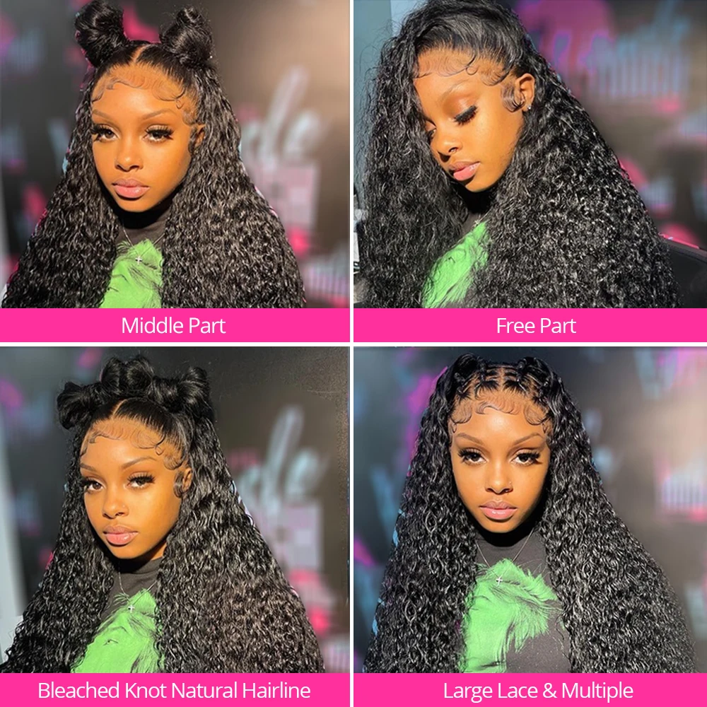 Deep Wave Transparent HD Lace Frontal Wig, Curly Human Hair Lace Wig for Women
