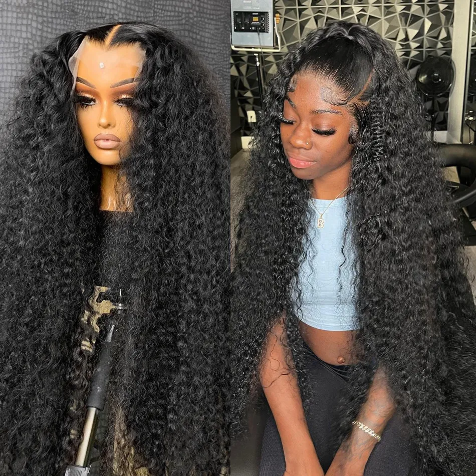 Deep Wave Transparent HD Lace Frontal Wig, Curly Human Hair Lace Wig for Women