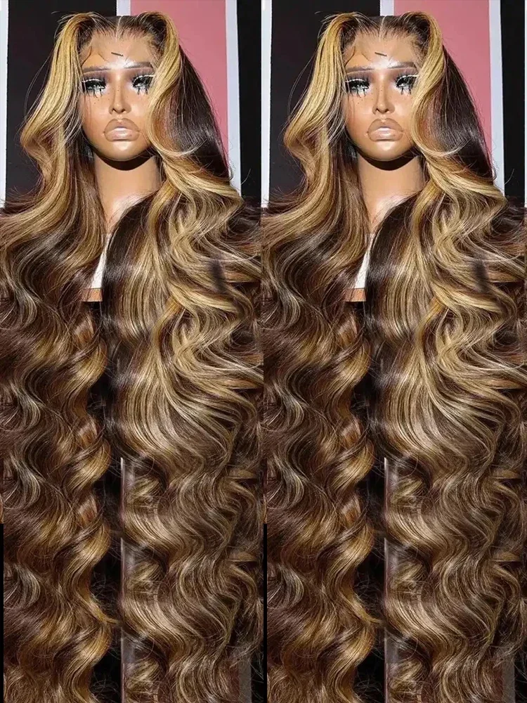 Highlight Body Wave Lace Frontal Wig, Ombre Human Hair, High-Density Lace Front Wig for Women