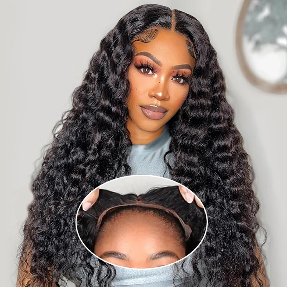 HD Lace Frontal Wig, Water Deep Wave Human Hair, High-Density Curly Wig for Black Women