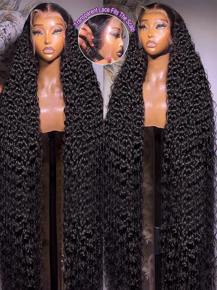 Deep Wave HD Lace Frontal Wig, Water Wave Curly Human Hair, High-Density Lace Front for Women