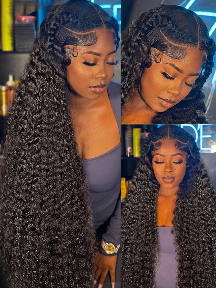 Deep Wave HD Lace Frontal Wig, Water Wave Curly Human Hair, High-Density Lace Front for Women