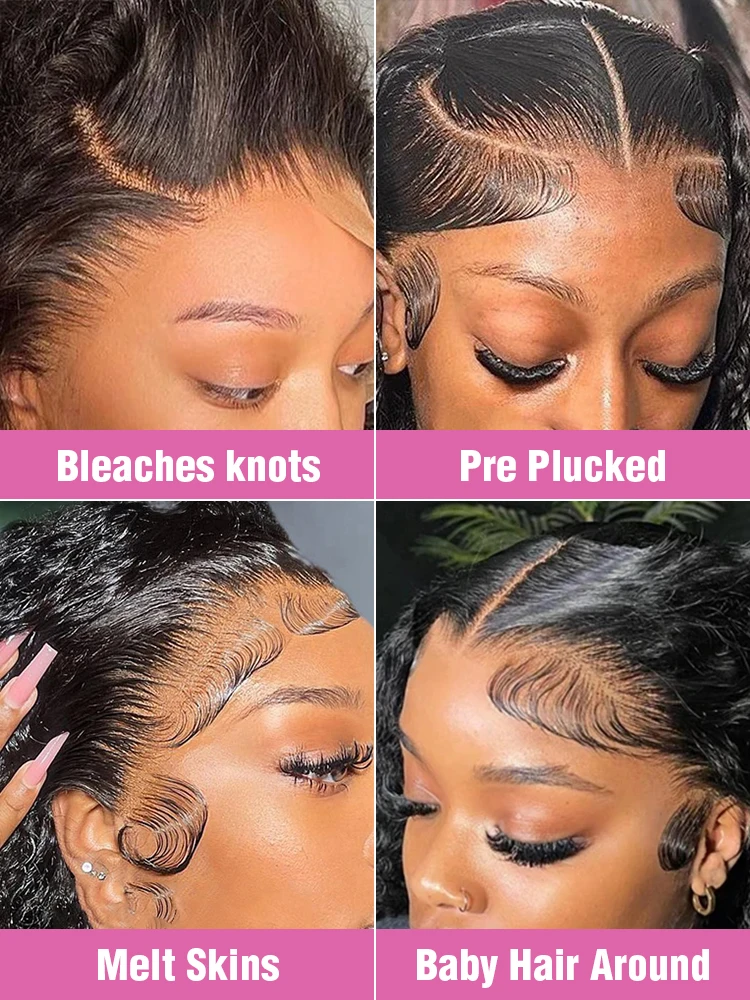 Deep Wave HD Lace Frontal Wig, Water Wave Curly Human Hair, High-Density Lace Front for Women