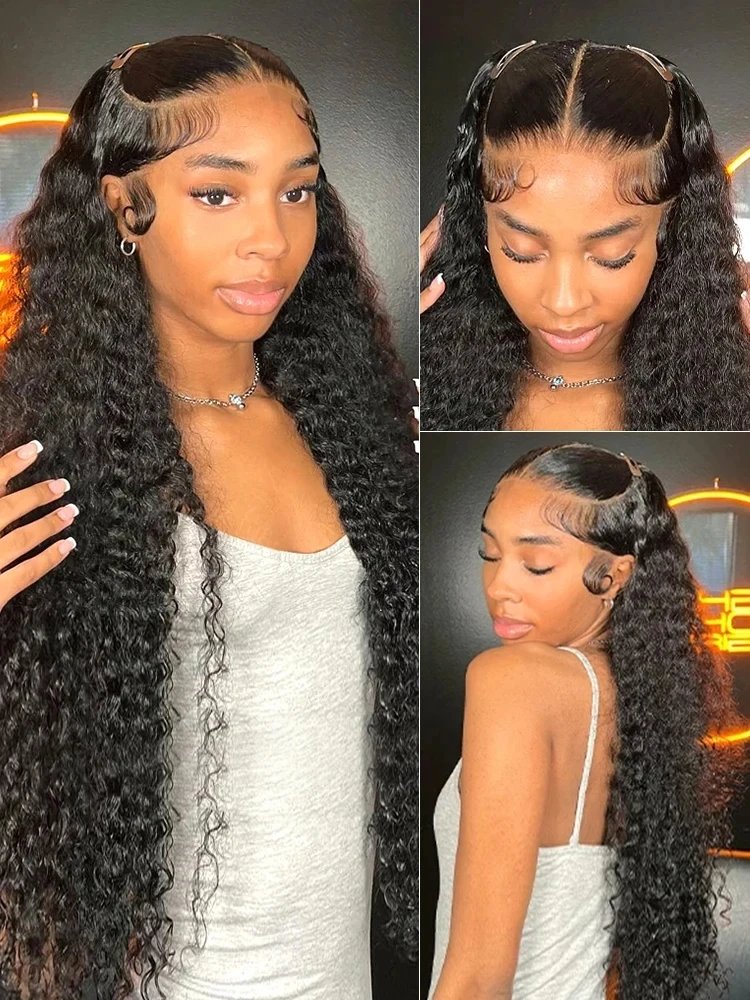 Deep Wave HD Lace Frontal Wig, Water Wave Curly Human Hair, High-Density Lace Front for Women