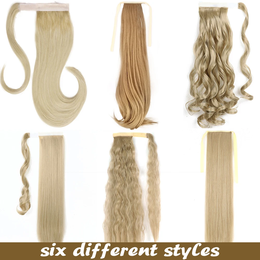 Synthetic Long Straight Wrap Around Clip-In Ponytail Hair Extension Heat Resistant