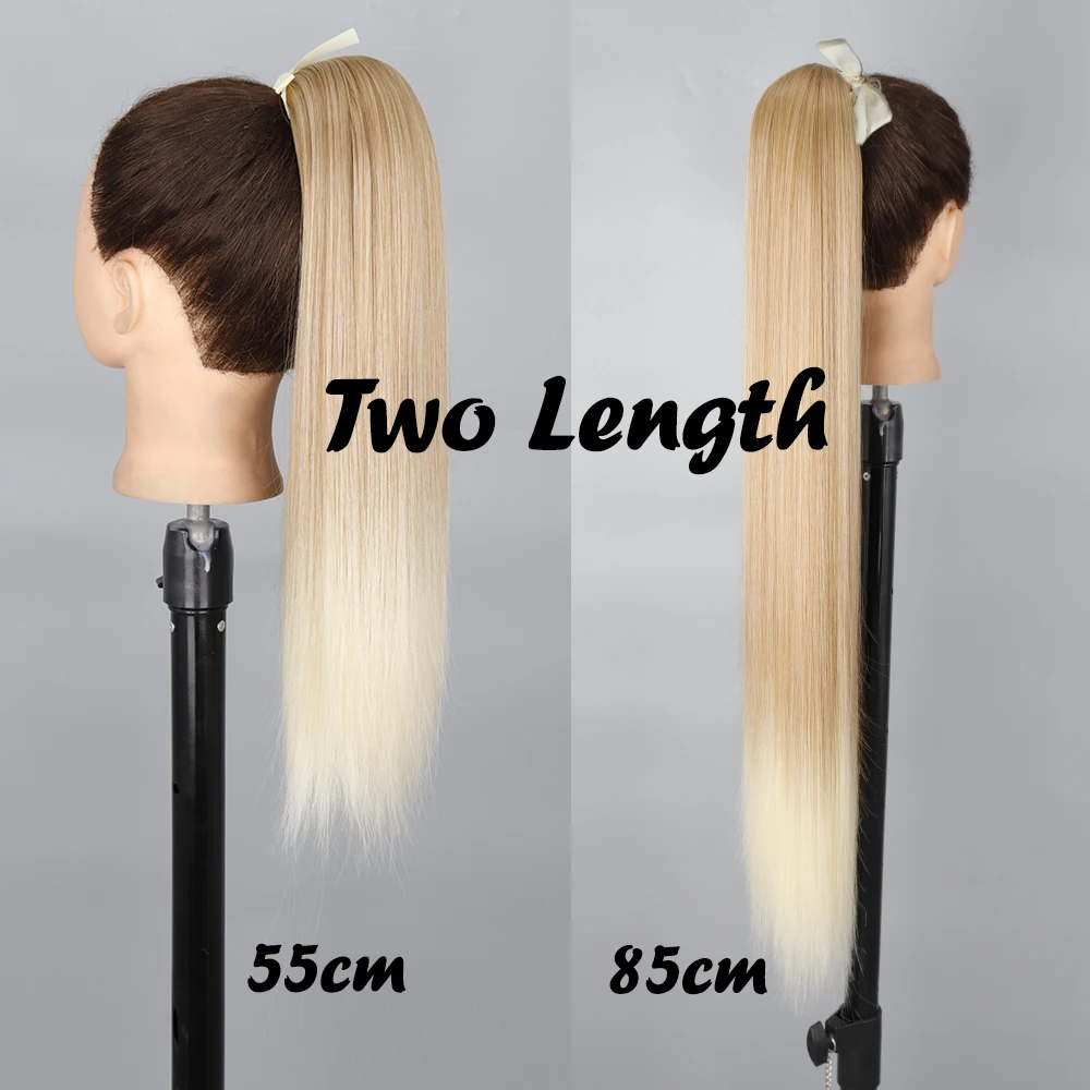 Synthetic Long Straight Wrap Around Clip-In Ponytail Hair Extension Heat Resistant