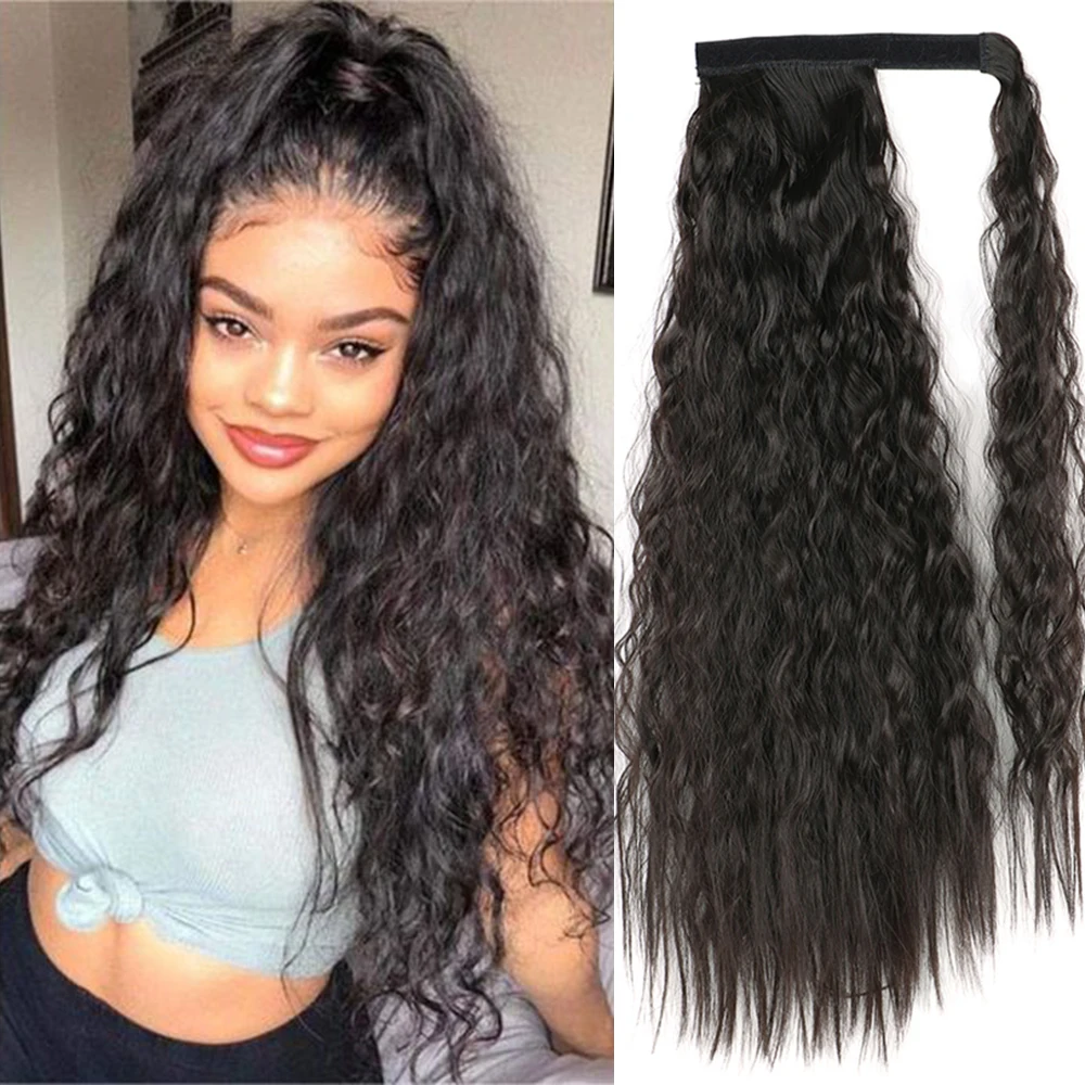 Synthetic Long Straight Wrap Around Clip-In Ponytail Hair Extension Heat Resistant