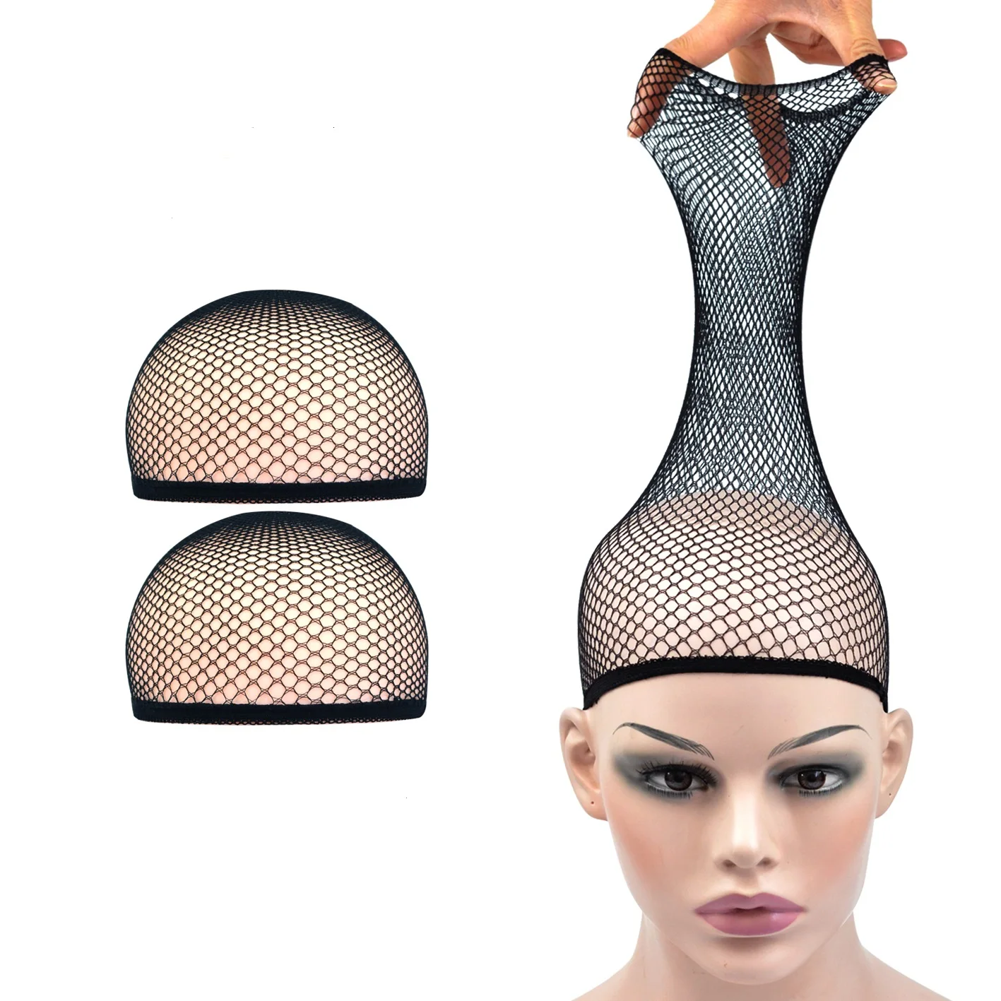 Open-Ended Mesh Wig Cap Hair Nets for Women, Pack of 2