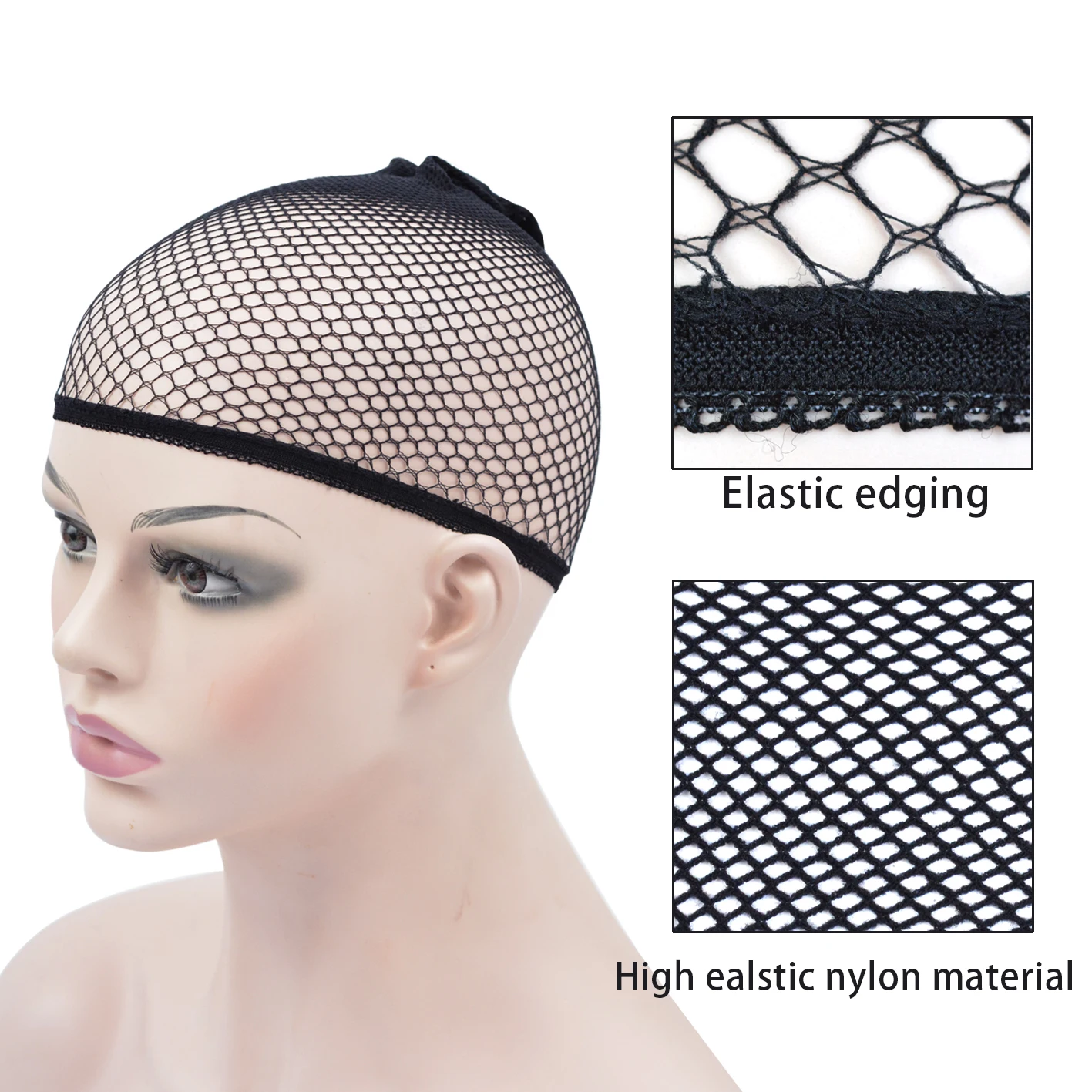Open-Ended Mesh Wig Cap Hair Nets for Women, Pack of 2