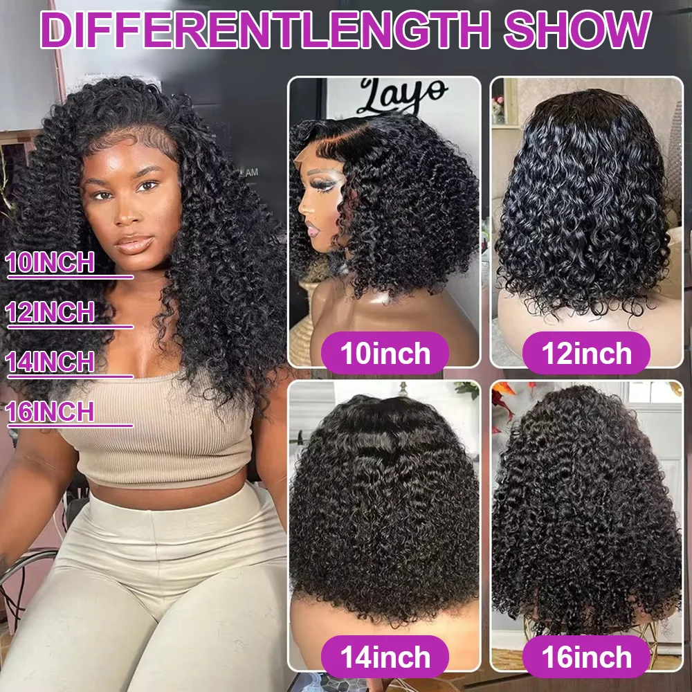 Pre-Cut No Glue Water Wave Bob Curly Wigs Human Hair Glueless Lace Frontal for Women