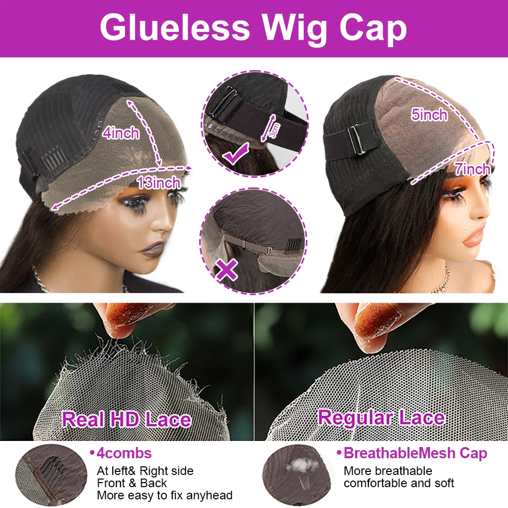 Pre-Cut No Glue Water Wave Bob Curly Wigs Human Hair Glueless Lace Frontal for Women
