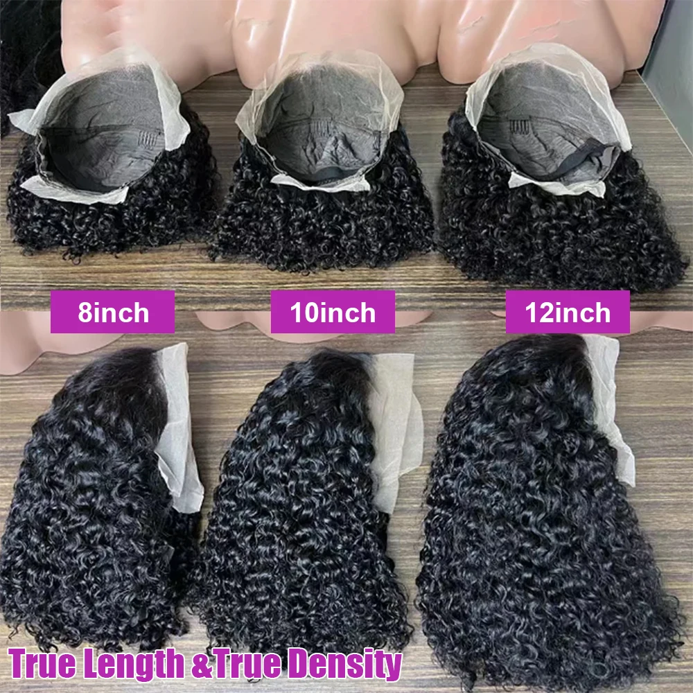 Pre-Cut No Glue Water Wave Bob Curly Wigs Human Hair Glueless Lace Frontal for Women