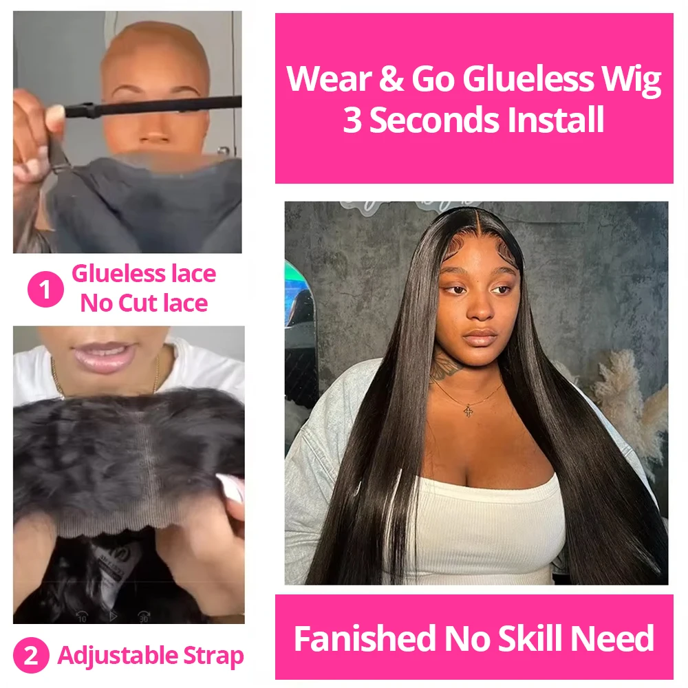 Pre-Cut 250% Brazilian Bone Straight HD Lace Frontal Wig Ready to Wear