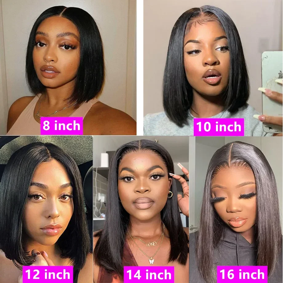 HD Bone Straight Lace Frontal Brazilian Human Hair Bob Wig for Women