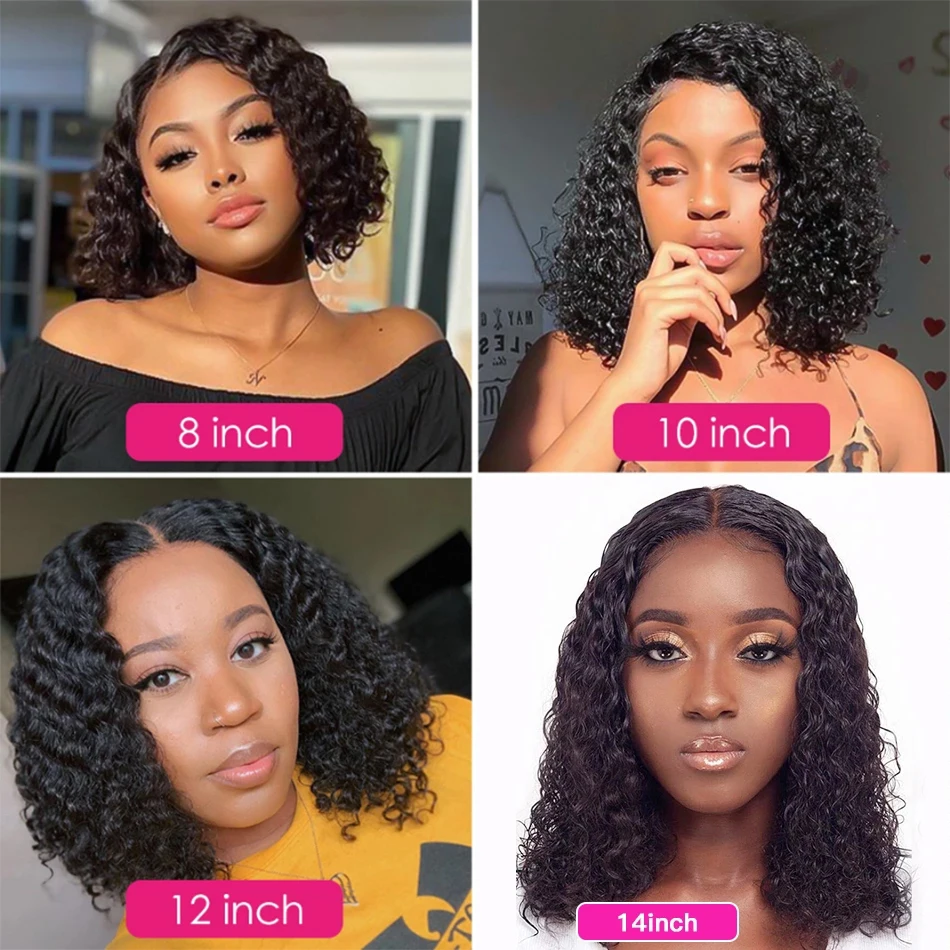 Brazilian Deep Wave Bob Wig 13x4 Lace Frontal Human Hair with Pre-Plucked Baby Hair