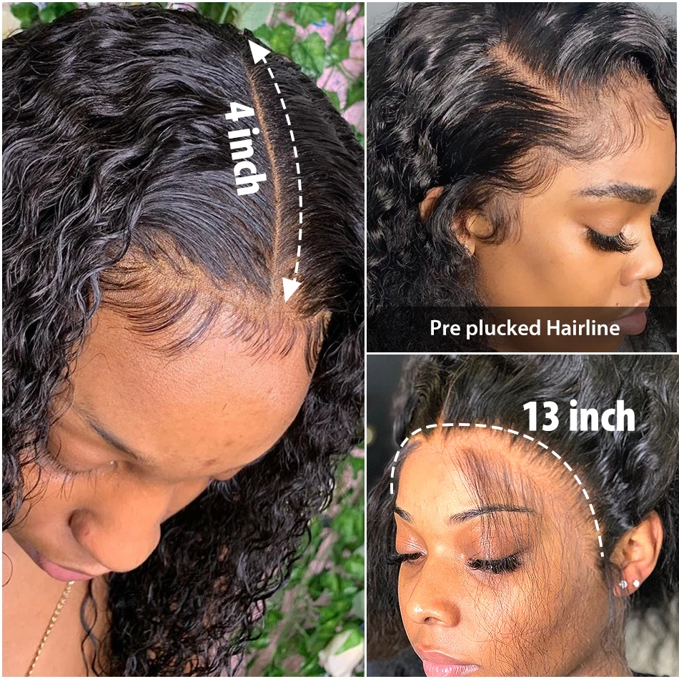 Brazilian Deep Wave Bob Wig 13x4 Lace Frontal Human Hair with Pre-Plucked Baby Hair