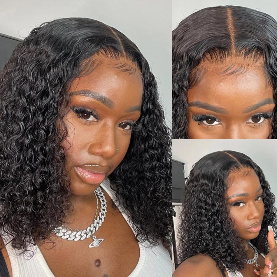 Brazilian Deep Wave Bob Wig 13x4 Lace Frontal Human Hair with Pre-Plucked Baby Hair