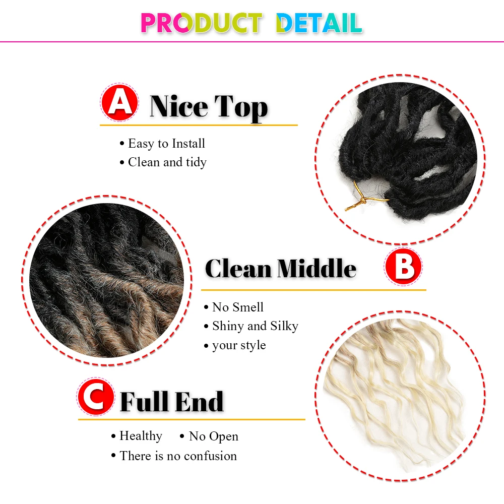 Goddess Wave Locs Crochet Hair with Curly Ends, Pre-looped Wavy Faux Dreadlocks Extensions