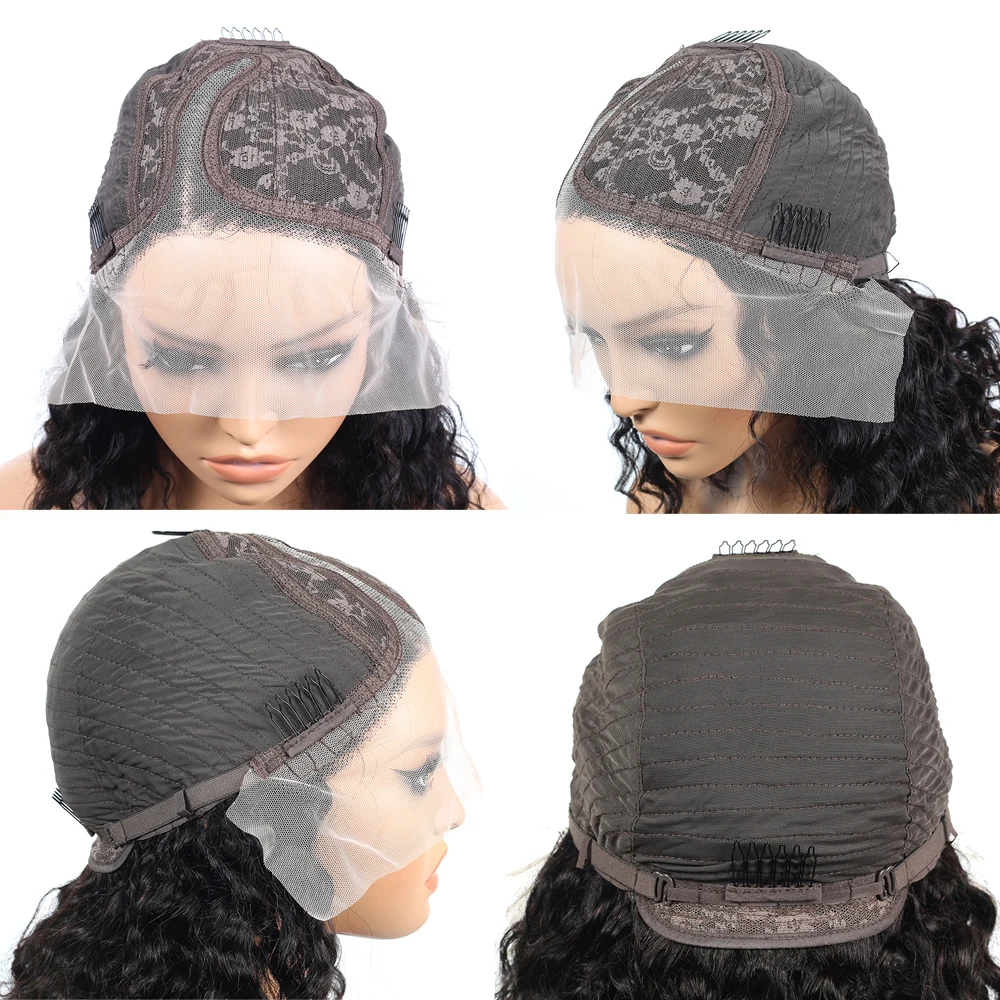 Short Black Curly Bob Lace Wig for Women Deep Wave Remy Human Hair