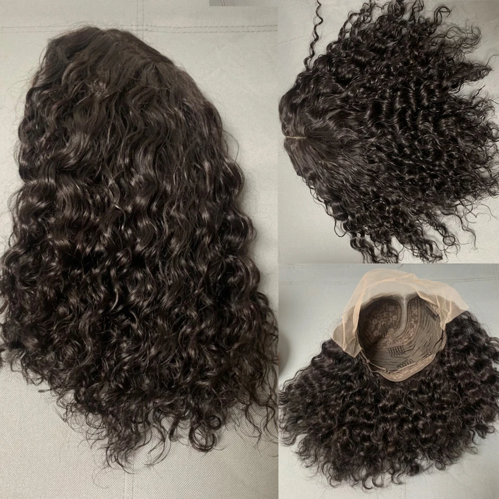 Short Black Curly Bob Lace Wig for Women Deep Wave Remy Human Hair